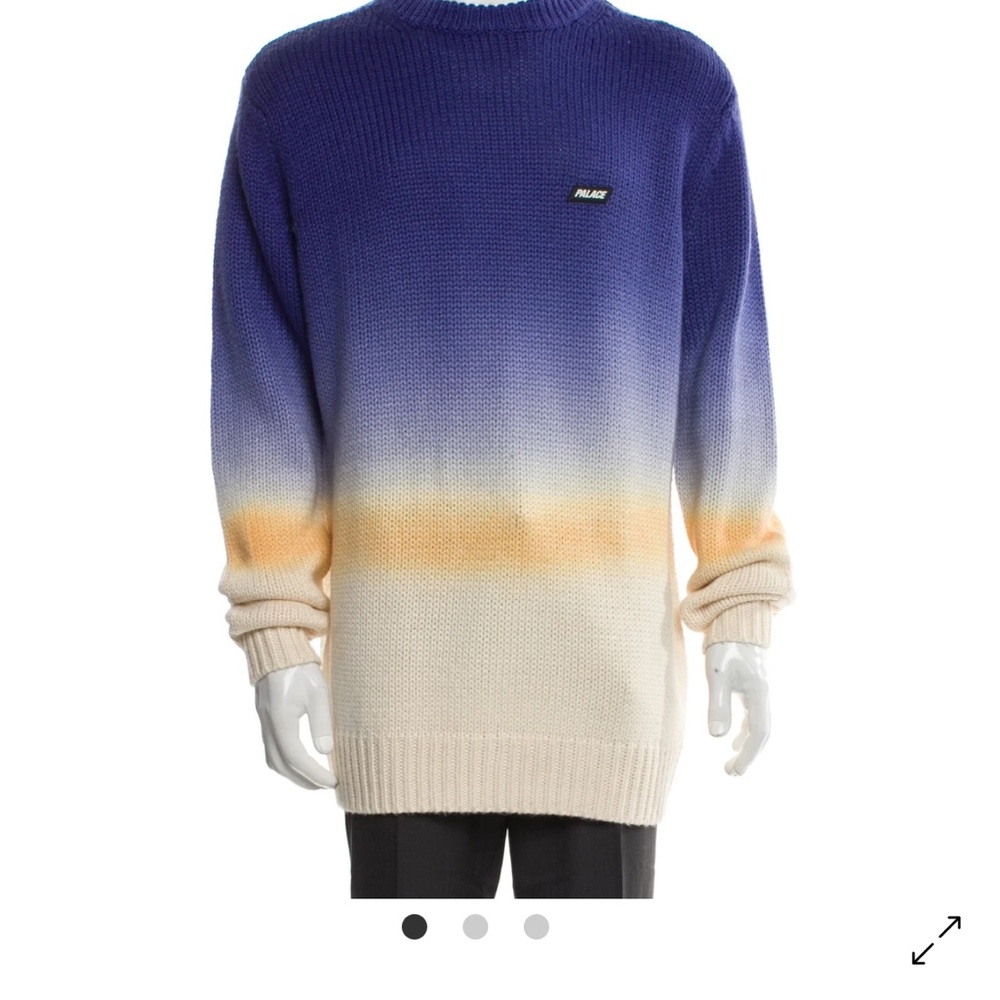 PALACE Gradient Blue and Cream Crewneck Sweater